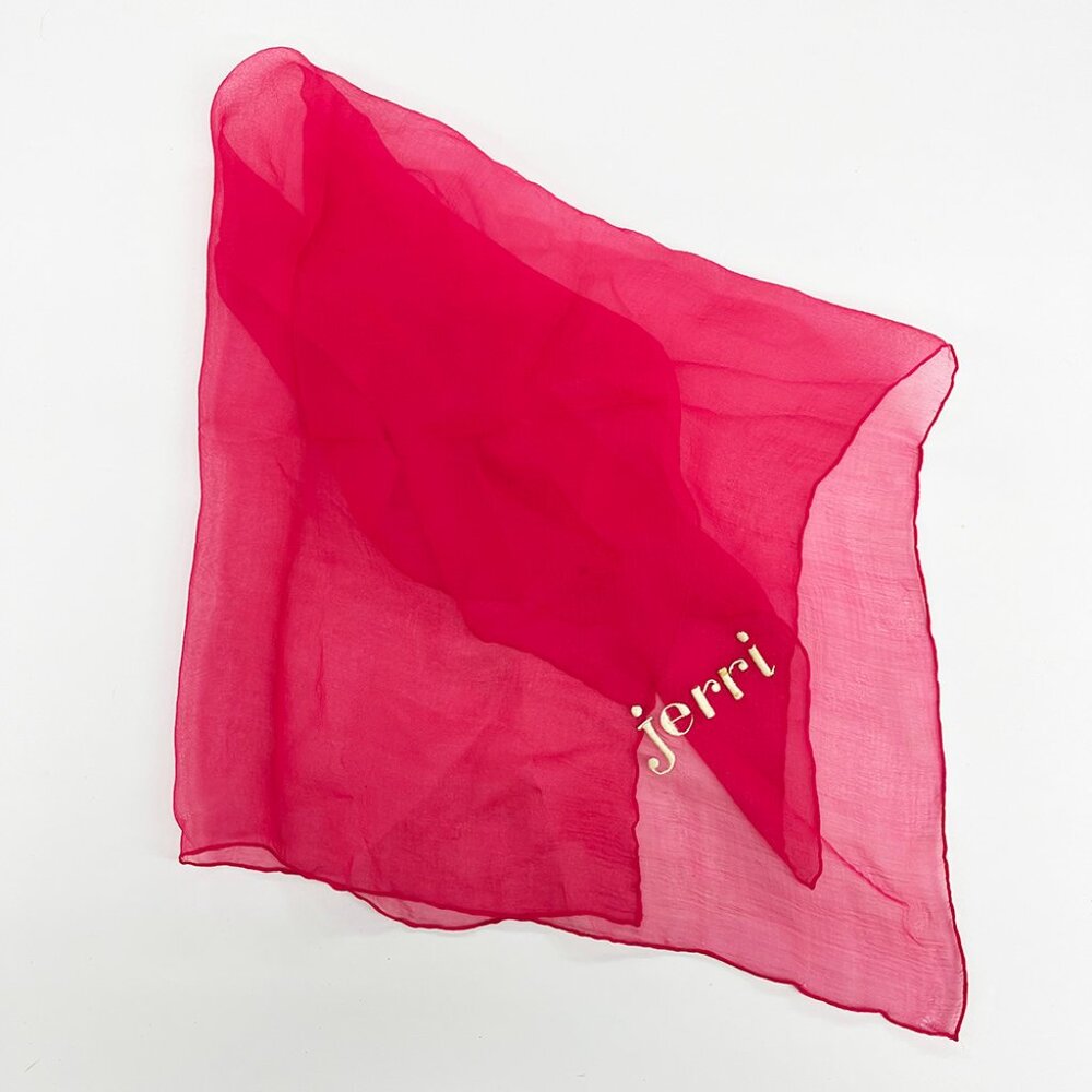 Vintage Silk Chiffon Scarf | Hot Pink | 1950s